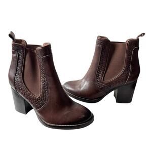 Liebeskind US 6.5 Brown Leather Block Heel Ankle Fall Quiet Luxury Bootie Boot
